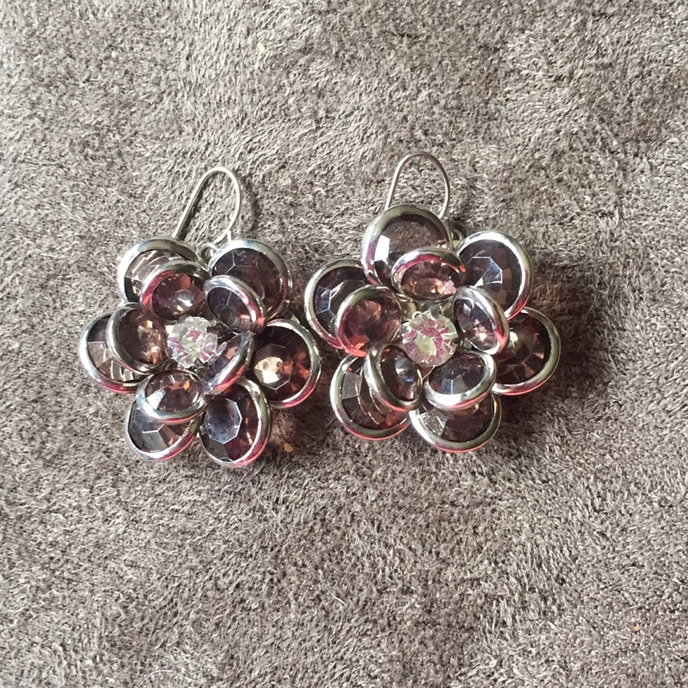 Grey Crystal like Earrings
